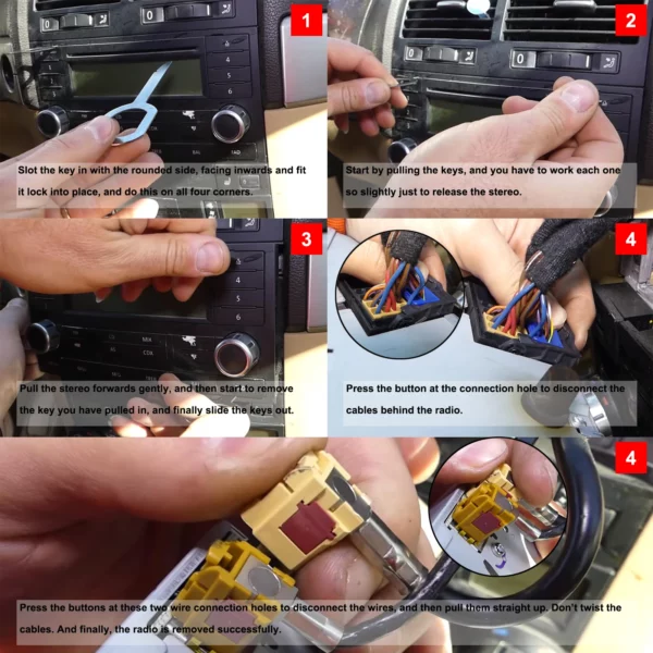 4 Outils D'extraction D'autoradio - Clés En U Et V Pour Peugeot, Citroën, Audi, Démontage Facile